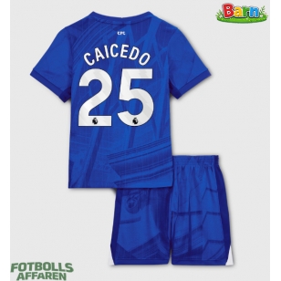 Chelsea Moises Caicedo #25 Hemmaställ Barn 2025-26 Kortärmad (+ Korta byxor)